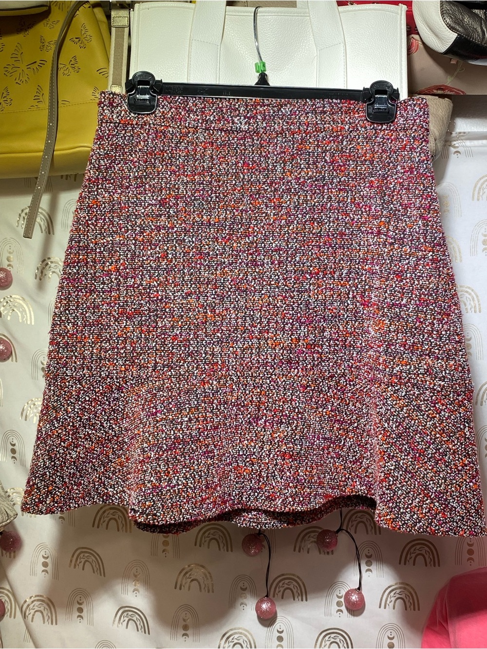 Women's Pink Multi Tweed A-Line Skirt